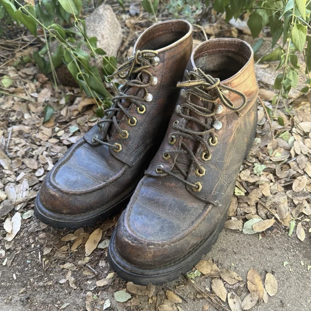Vintage 40s 50s Work Boot Brown Leather Sz US Men 10 Herman Shoes and Boots